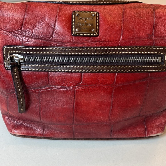 Dooney & Bourke Red Crocodile Embossed Leather Hobo - Picture 8 of 14